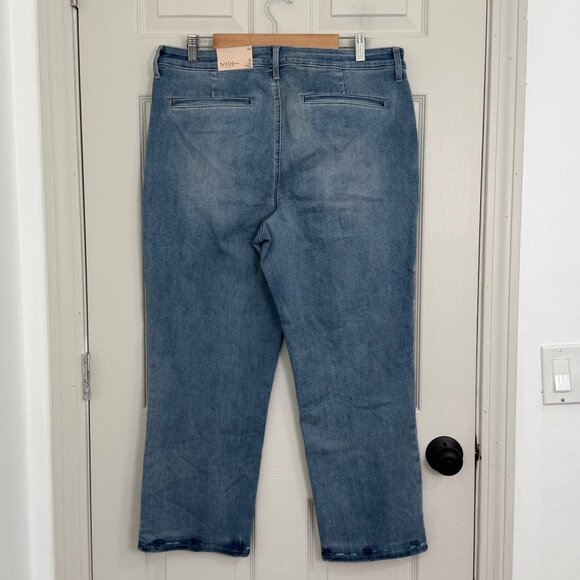 NYDJ Marilyn Straight Ankle Jeans Womens 16 Blue Stretch Patch Pocket - Picture 2 of 14